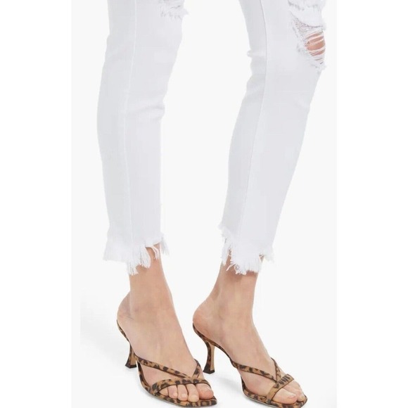 Hidden Ripped Raw Step Hem Ankle Skinny Jeans White Nordstrom Size 31 Summer - Picture 3 of 8
